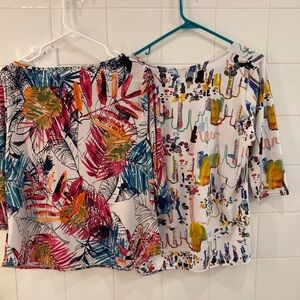 Fun and Bright Peck & Peck Floral Graphic 3/4 Sleeve tops